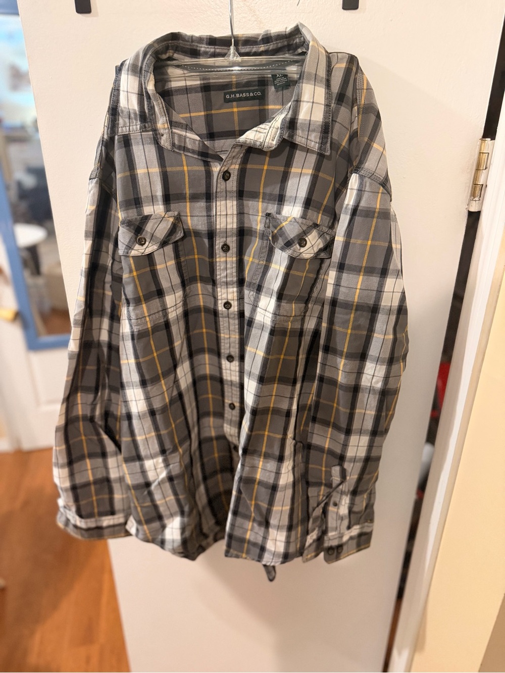 G.H. Bass & Co. Gray Plaid Button-Down Shirt with Yellow Accent